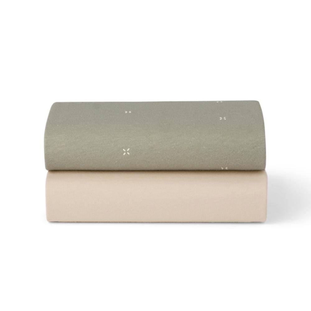 Lençol Ajustável SnuzPod5 - Sage Cross / Cashmere (Pack de 2)
